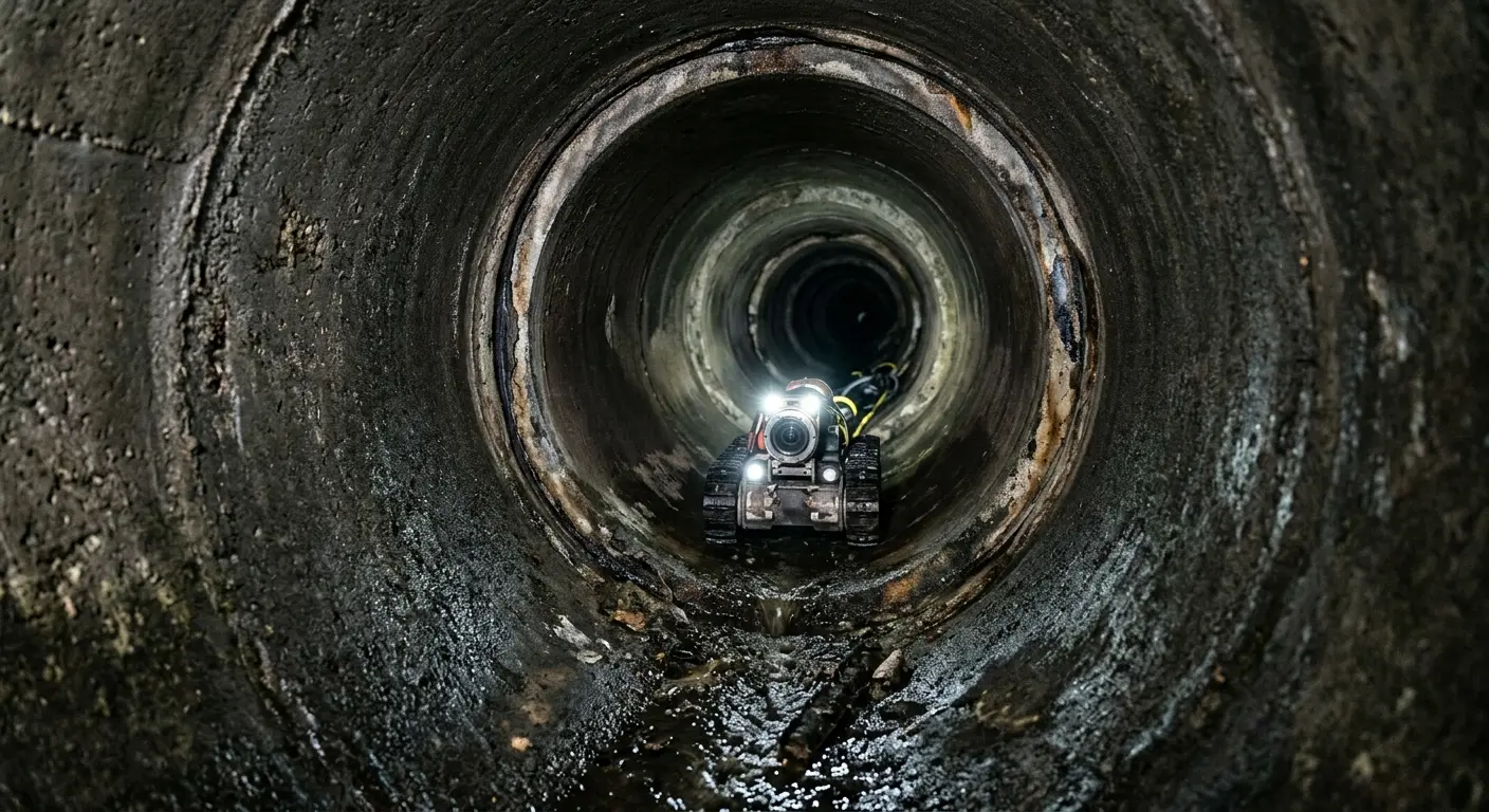 Robotic sewer camera inspecting pipe interior for Drain Snake Service in Biloxi